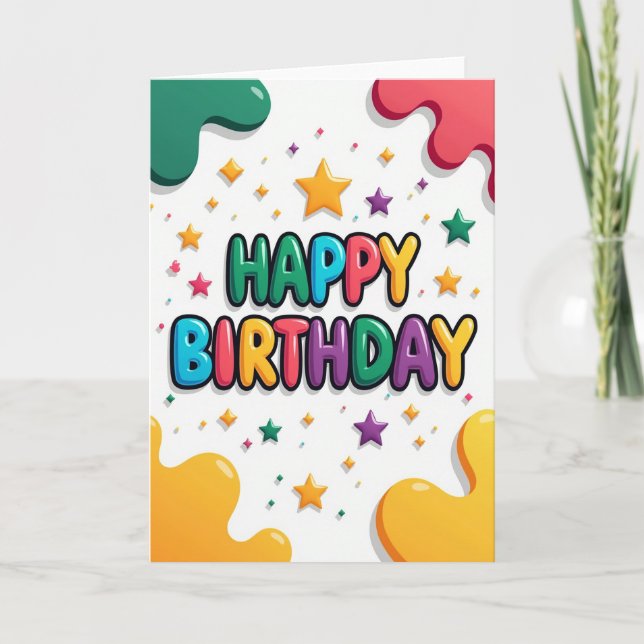 Colourful Stars Birthday Card (Front)