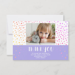 Colourful Stars Birthday Kids Girl Photo Thank You Card