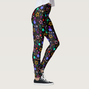 Colourful Stars Black Leggings