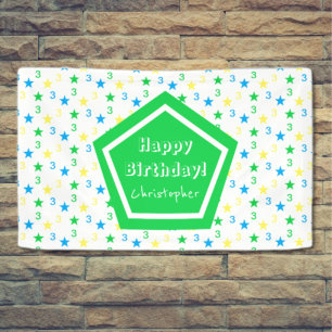 Colourful Stars Boys 3rd Birthday Banner