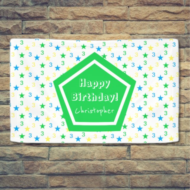Colourful Stars Boys 3rd Birthday Banner (Creator Uploaded)