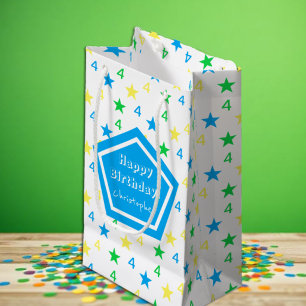Colourful Stars Boys 4th Birthday Small Gift Bag
