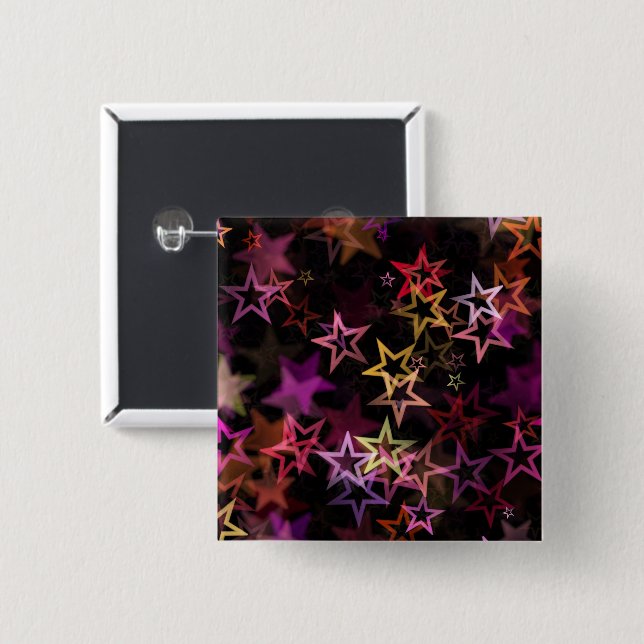 Colourful Stars Dance Whimsically  15 Cm Square Badge (Front & Back)
