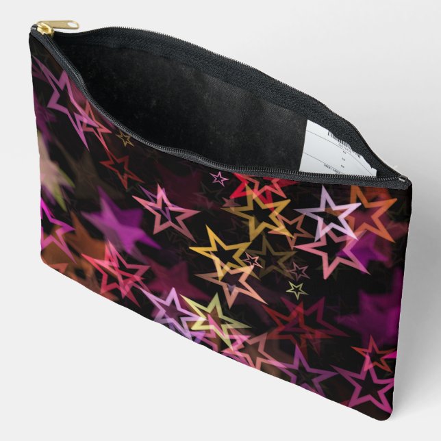 Colourful Stars Dance Whimsically  Accessory Pouch (Open)