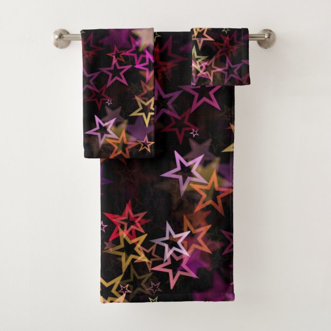 Colourful Stars Dance Whimsically  Bath Towel Set (Insitu)