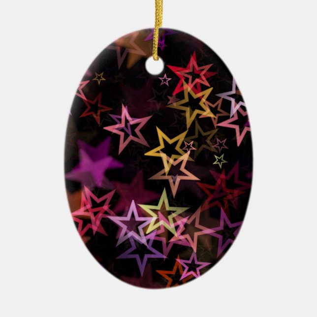 Colourful Stars Dance Whimsically  Ceramic Tree Decoration (Front)