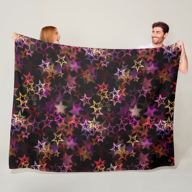 Colourful Stars Dance Whimsically  Fleece Blanket (In Situ)