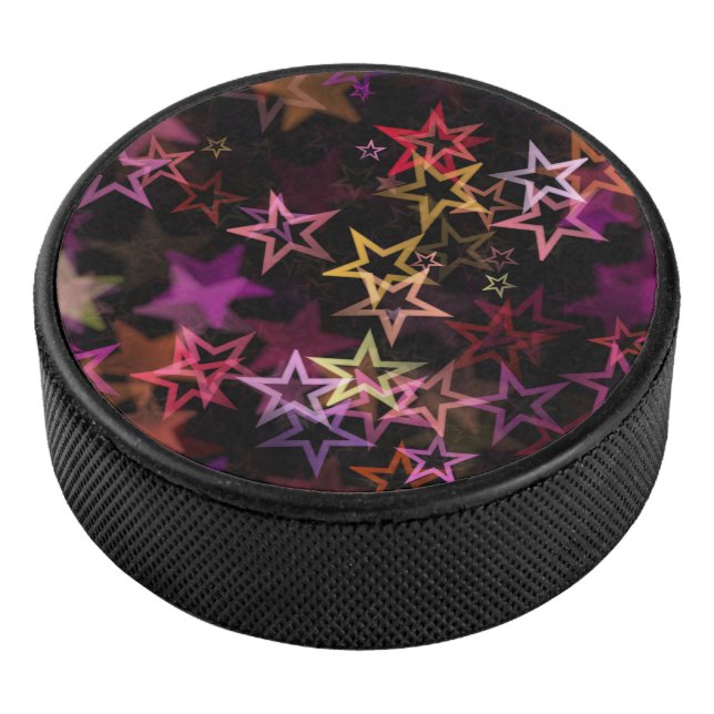 Colourful Stars Dance Whimsically  Hockey Puck (3/4)