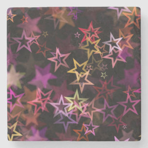 Colourful Stars Dance Whimsically  Stone Coaster