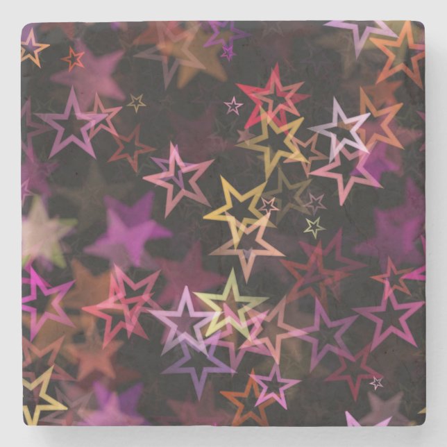 Colourful Stars Dance Whimsically  Stone Coaster (Front)