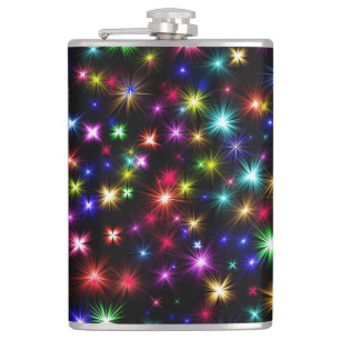 Colourful Stars Fireworks Design-27317 Hip Flask