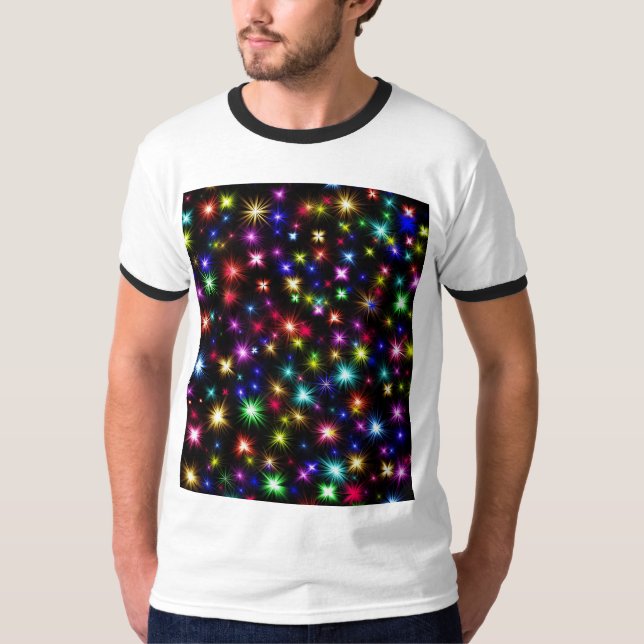 Colourful Stars Fireworks Design-27317 T-Shirt (Front)