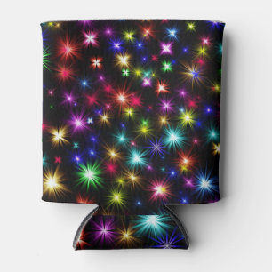 Colourful Stars Fireworks Design Can Cooler