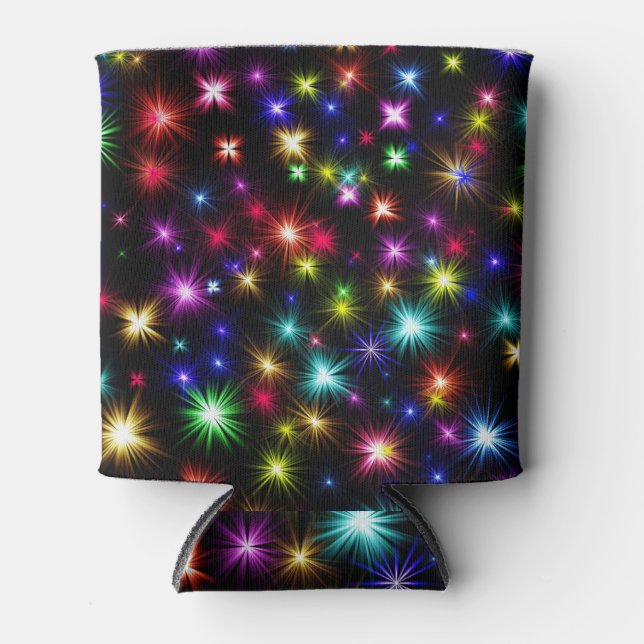 Colourful Stars Fireworks Design Can Cooler (Front)
