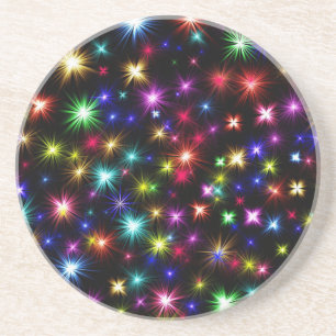 Colourful Stars Fireworks Design Coaster