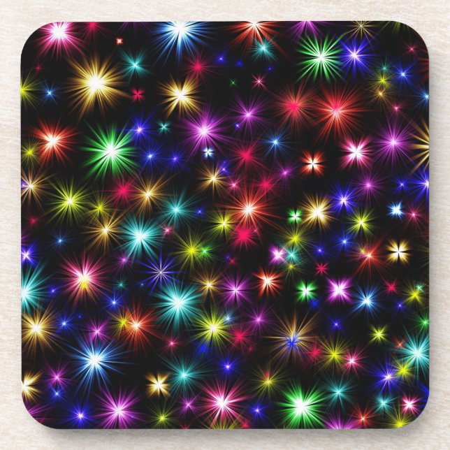 Colourful Stars Fireworks Design Coaster (Front)