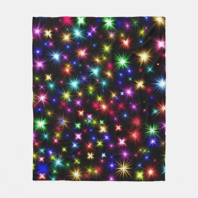 Colourful Stars Fireworks Design Fleece Blanket (Front)