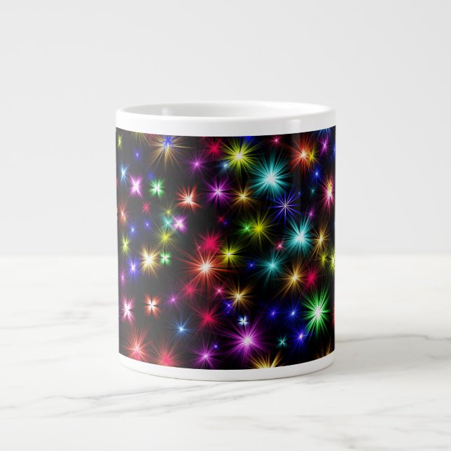 Colourful Stars Fireworks Design Large Coffee Mug (Front)
