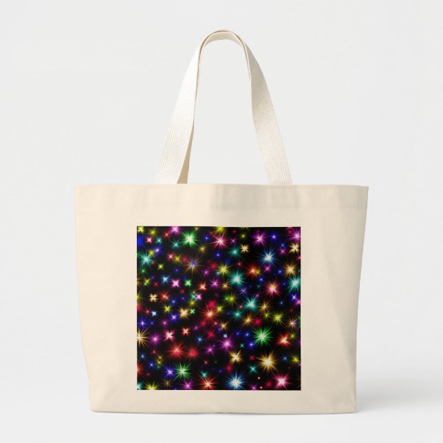 Colourful Stars Fireworks Design Large Tote Bag (Front)