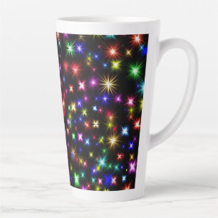 Colourful Stars Fireworks Design Latte Mug