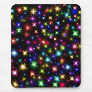 Colourful Stars Fireworks Design Mouse Pad