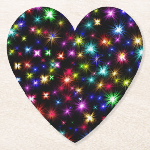 Colourful Stars Fireworks Design Paper Coaster