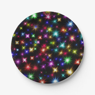 Colourful Stars Fireworks Design Paper Plate