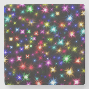 Colourful Stars Fireworks Design Stone Coaster