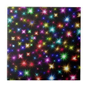 Colourful Stars Fireworks Design Tile