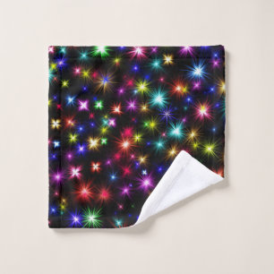 Colourful Stars Fireworks Design Wash Cloth