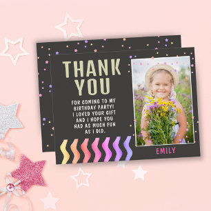Colourful Stars Girl Birthday Thank you Photo  Postcard