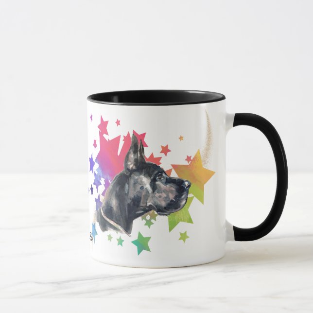 Colourful Stars Great Dane Dog Mug (Right)