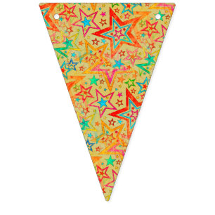 Colourful Stars grunge pattern seamless + your ide Bunting