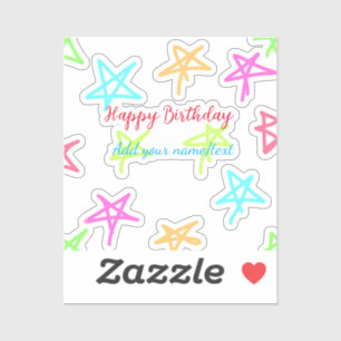 Colourful stars happy birthday add name text simpl