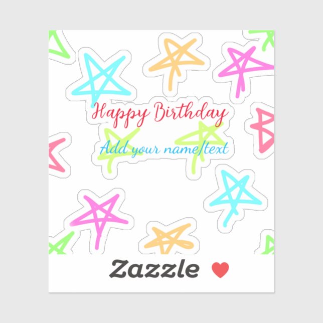 Colourful stars happy birthday add name text simpl (Sheet)