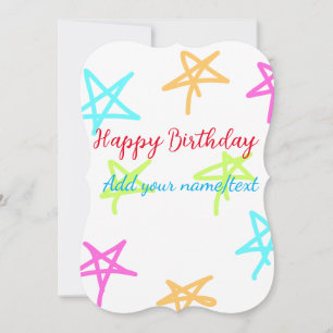 Colourful stars happy birthday add name text simpl card