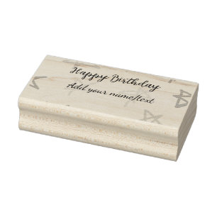Colourful stars happy birthday add name text simpl rubber stamp