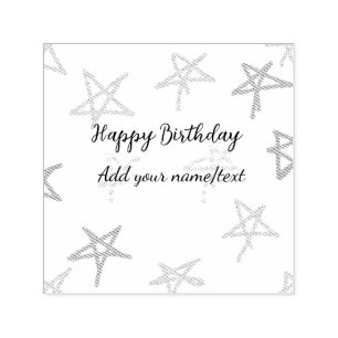 Colourful stars happy birthday add name text simpl self-inking stamp
