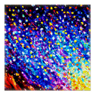 Colourful Stars In Blue Sky. Buy Now Poster