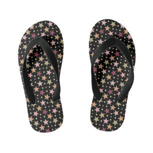 Colourful Stars on Black Kid's Jandals