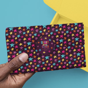 Colourful Stars on Dark Purple Patterned Tissue Paper