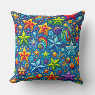 Colourful stars pattern cushion