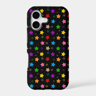 Colourful Stars Pattern Design Black