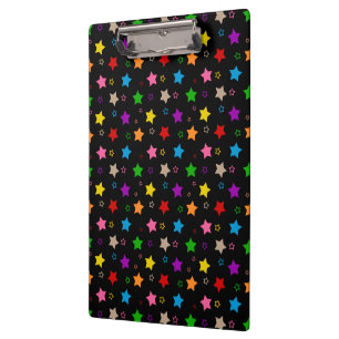 Colourful Stars Pattern Design Black Clipboard