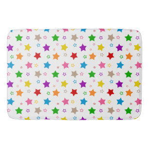 Colourful Stars Pattern Design White Bath Mat