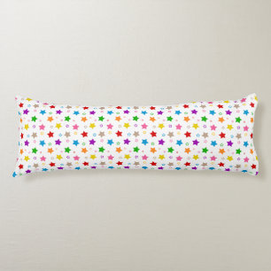 Colourful Stars Pattern Design White Body Cushion