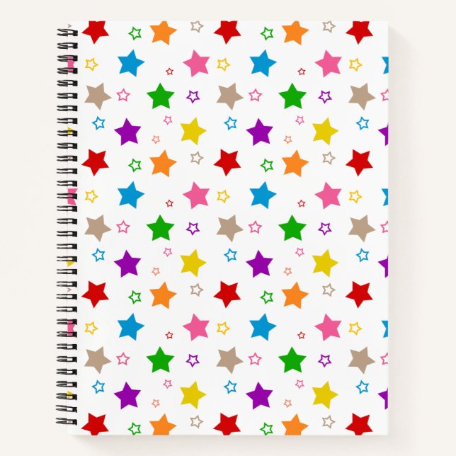 Colourful Stars Pattern Design White  Notebook (Front)