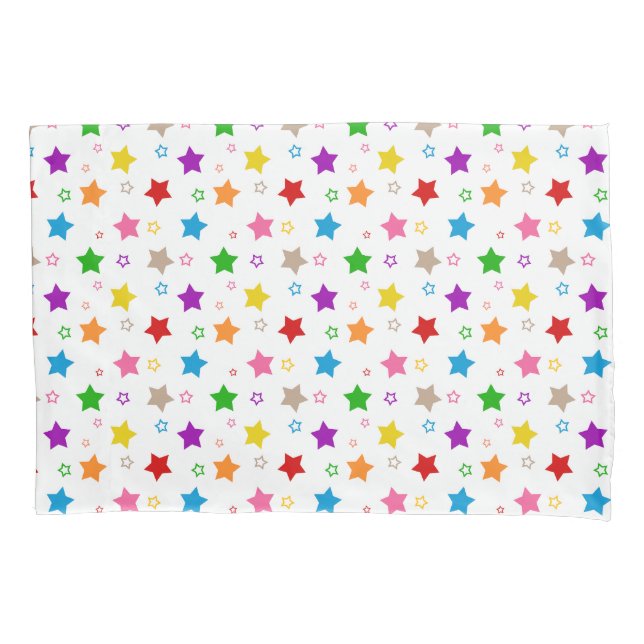 Colourful Stars Pattern Design White  Pillowcase (Front)