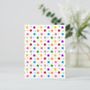 Colourful Stars Pattern Design White Postcard