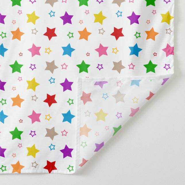 Colourful Stars Pattern Design White  Tapestry (Detail)